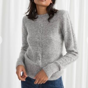&OTHERSTORIES Grey Cable knit sweater with padded shoulders